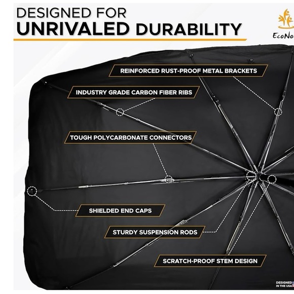 UMBRELLA CAR WINDSHIELD SUNSHADE- ECO NOUR 46x25 - Picture 2 of 12